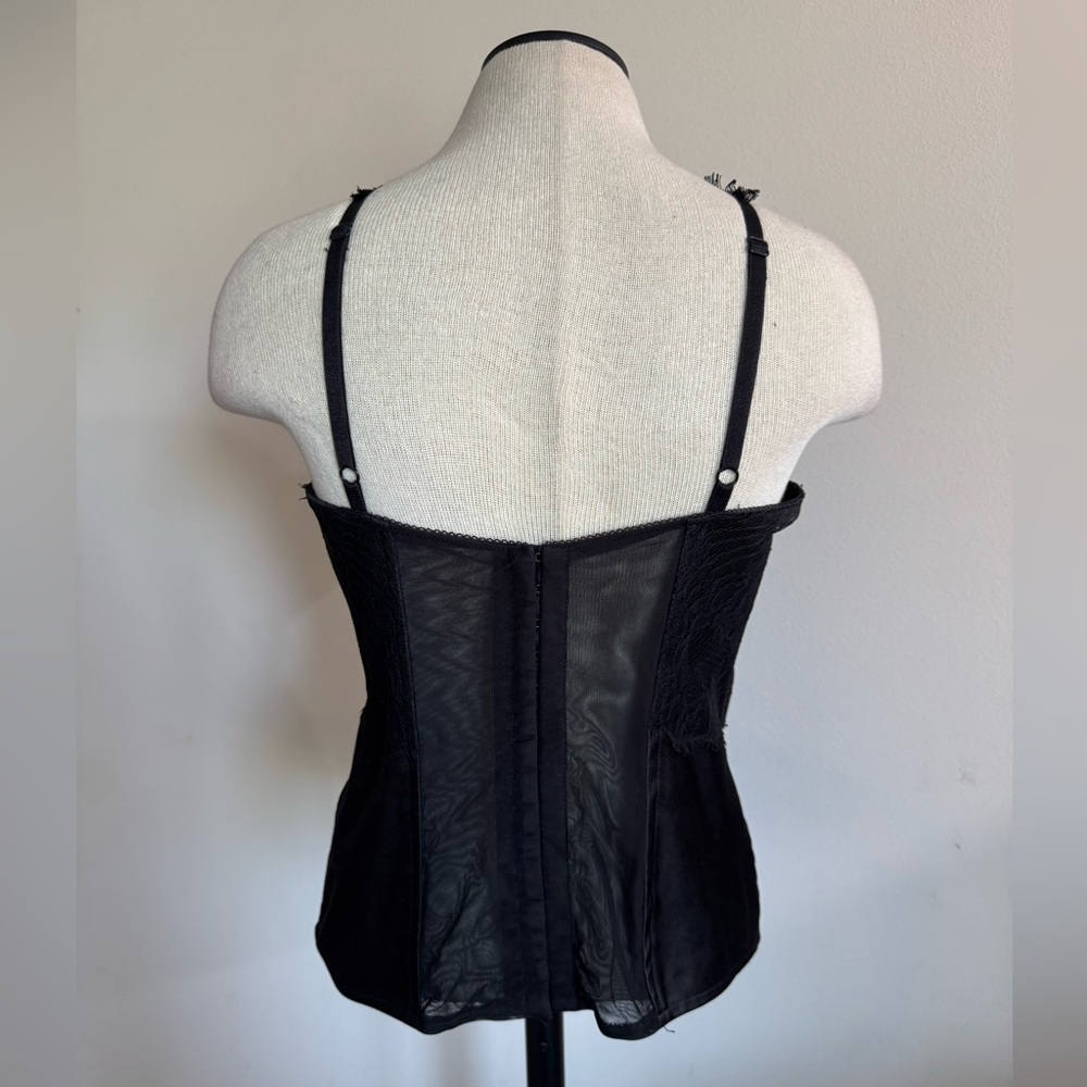 GUESS Black Lace Corset Bra Bralette Bustier Top Cami Straps Large NWOT - Picture 4 of 5
